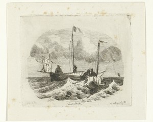 Zeilschip met vier mannen