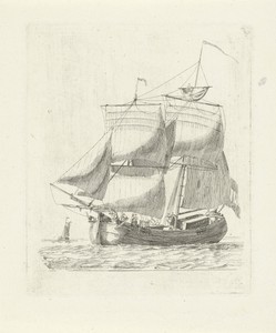 Zeilschip met wind in de zeilen
