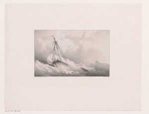 Zeilschip op hoge golven