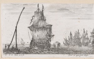 Zeilschip op zee, op achtergrond andere schepen