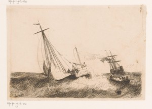 Zeilschip Walvisch uit Oostende op onrustige zee