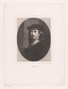 Zelfportret Rembrandt met een architectonische achtergrond