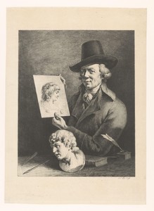 Zelfportret van Jean Jacques de Boissieu met een portret van zijn vrouw