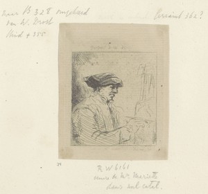 Zelfportret van Willem Drost voor de ezel