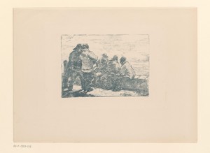 Zes vissers aan de kade