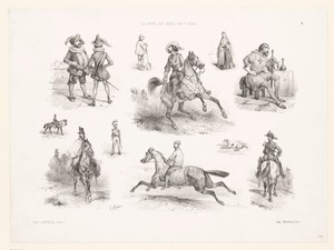 Zes voorstellingen van edellieden, ridders en ruiters