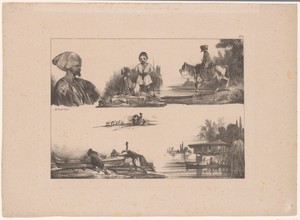 Zes voorstellingen van oosterse figuren