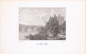 Zicht op de Bains Vigier aan de oever van de Seine in Parijs