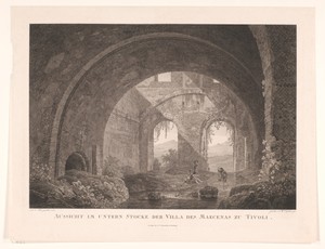 Zicht op de benedenverdieping van de Villa Maecenas in Tivoli
