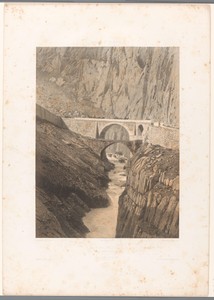 Zicht op de duivelsbrug over de Schöllenenschlucht