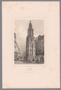Zicht op de fontaine de la Croix-de-Pierre te Rouen