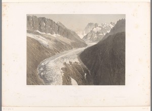 Zicht op de gletsjer Mer-de-Glace te Chamonix