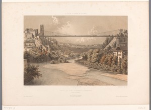 Zicht op de grote hangbrug in Fribourg