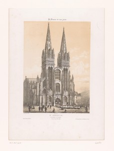Zicht op de kathedraal Saint-Corentin te Quimper