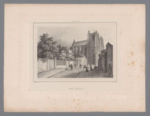 Zicht op de kathedraal van Nantes vanaf de Rue Royale