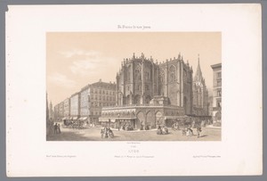 Zicht op de kerk Saint-Nizier en de rue de l'Impératrice te Lyon