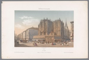Zicht op de kerk Saint-Nizier en de rue de l'Impératrice te Lyon