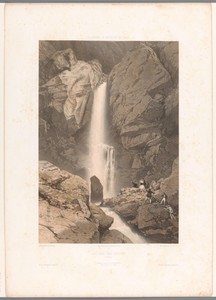 Zicht op de Pélerins-waterval