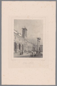 Zicht op de Piazza Mercanti in Milaan