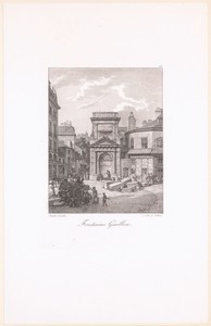 Zicht op de Place Gaillon met de Fontaine Gaillon in Parijs