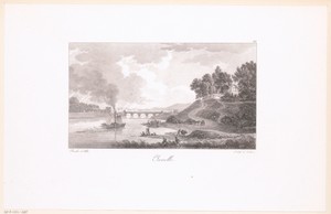 Zicht op de Seine bij de aanlegplaats van het dorp Javel