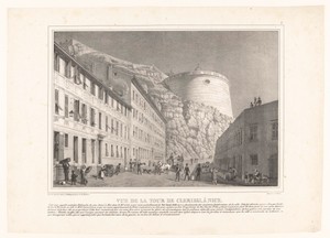 Zicht op de toren van Bellanda op de Colline du Château in Nice