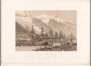 Zicht op de vallei van Chamonix met de rivier de Arve