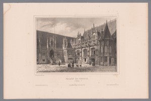 Zicht op de westvleugel van het Justitiepaleis te Rouen