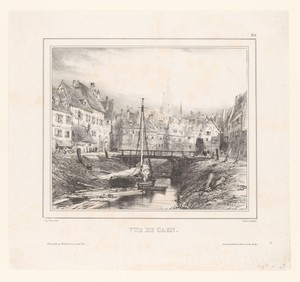 Zicht op een kanaal in Caen
