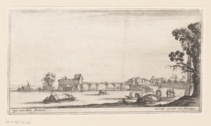 Zicht op een rivier met brug