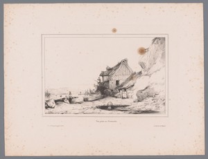 Zicht op een visserswoning in Normandië