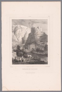 Zicht op Fontaine-de-Vaucluse en de bron van de Vaucluse