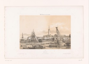 Zicht op het Arsenaal bij de haven van Lorient