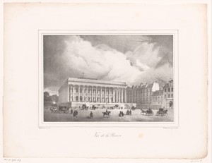 Zicht op het Beursgebouw in Parijs