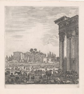 Zicht op het Forum Romanum vanaf de Tempel van Antoninus en Faustina
