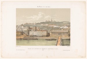Zicht op het Justitiepaleis en de heuvel van Fourvière in Lyon