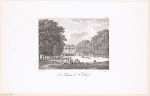 Zicht op het Kasteel van Saint-Cloud vanuit het park