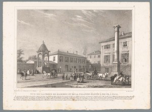 Zicht op het marmeren kruis en de zuil van paus Pius VII in Nice