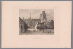 Zicht op het noordelijke portaal van de kathedraal Sainte-Croix te Orléans