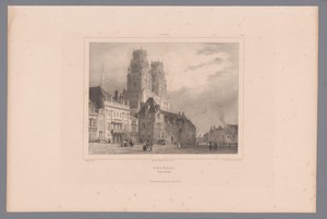 Zicht op het Place de l'Étape en de kathedraal Sainte-Croix te Orléans