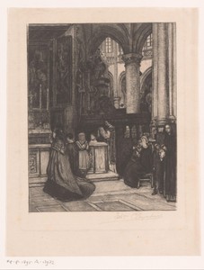 Zijkapel van de Sint-Jacobskerk met figuren bij het altaar