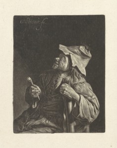Zittende boer met een pijp in de hand