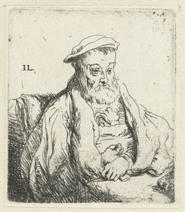 Zittende oude man