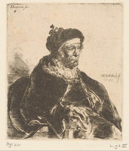 Zittende oude vrouw