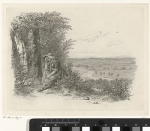 Zittende vrouw in een landschap