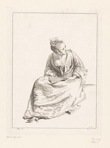 Zittende vrouw met waaier