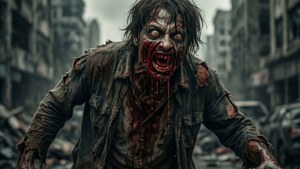 Zombie Drooling in Apocalypse