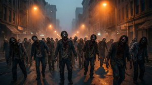 Zombie Horde in Foggy City