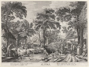 Zomer, een gezelschap bij een meertje