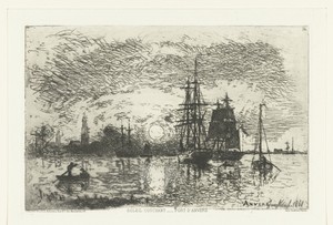 Zonsondergang bij de haven van Antwerpen